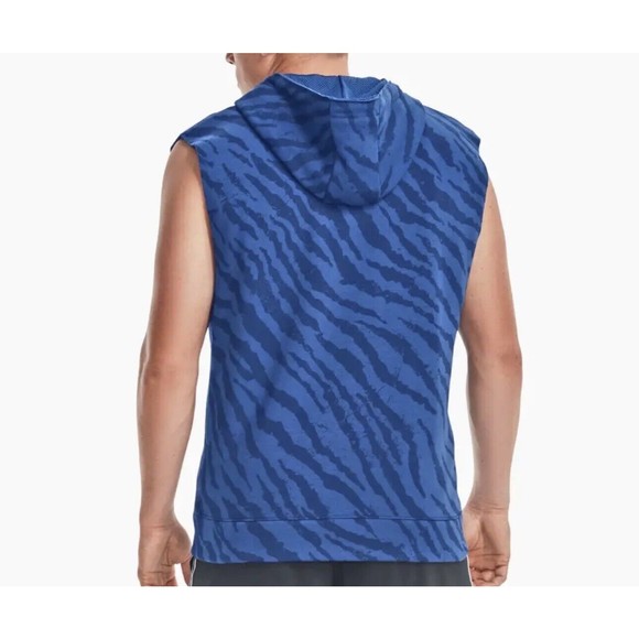 NEW Under Armour Project Rock Mens Blue Training Vest 2XL Hooded Fleece Full Zip - Picture 2 of 4